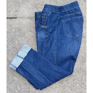 Democracy Ab Technology Jeans Womens Blue Size 16W Denim Stretch Ankle Cuffed